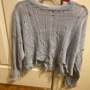 Distressed Light Blue Sweater